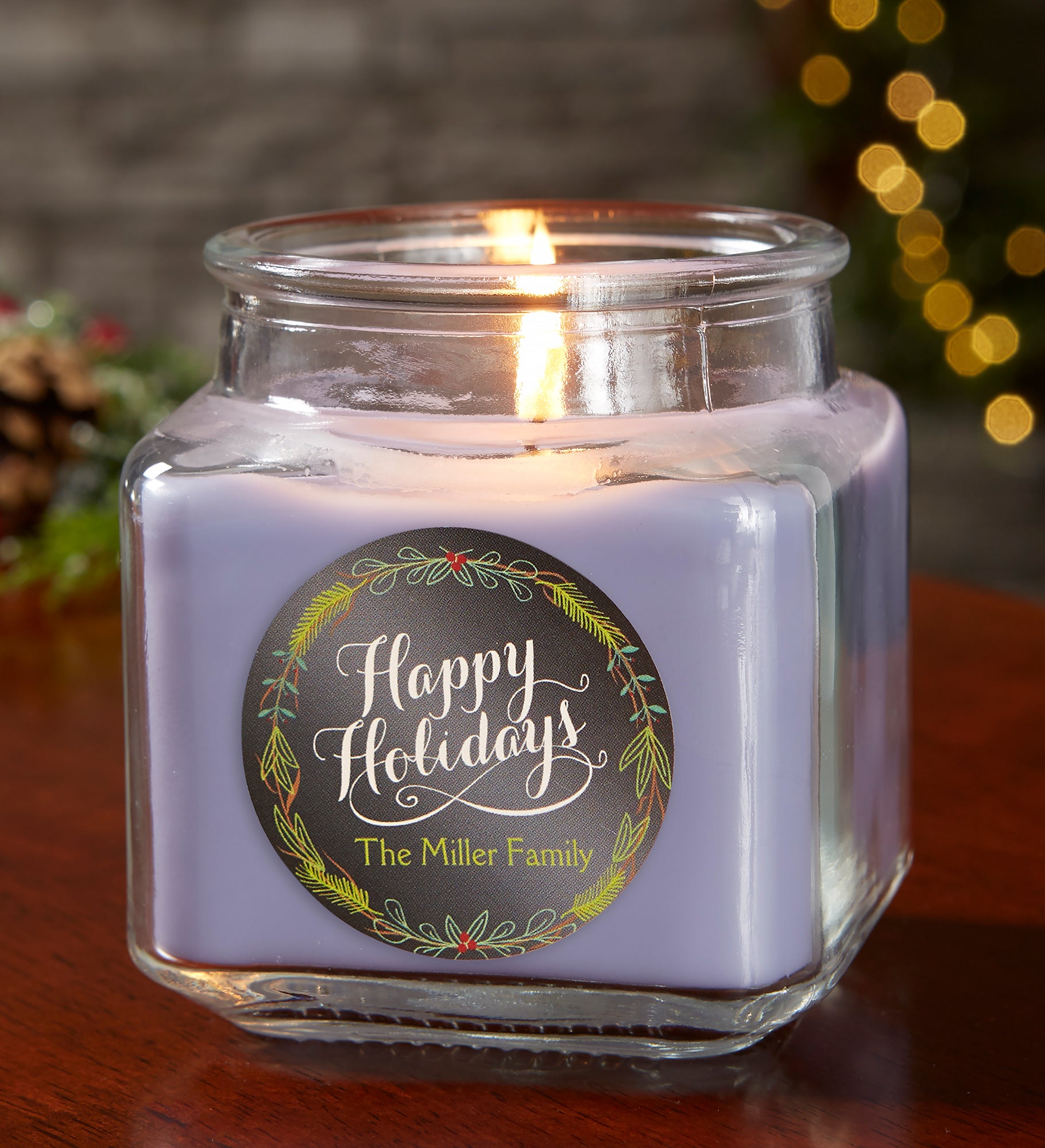 Happy Holidays Personalized Scented Candle Jar